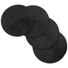 Photo 1 of  Woven Spiral Table Placemats 15 Inches Round Set of 4 Non-Slip Dining & Kitchen Table Mats Black
