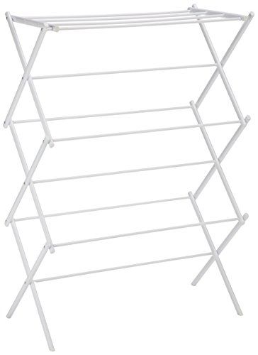 Photo 1 of Amazon Basics Foldable Laundry Rack for Air Drying Clothing - 41.8" x 29.5" x 14.5", White, 841710107234
