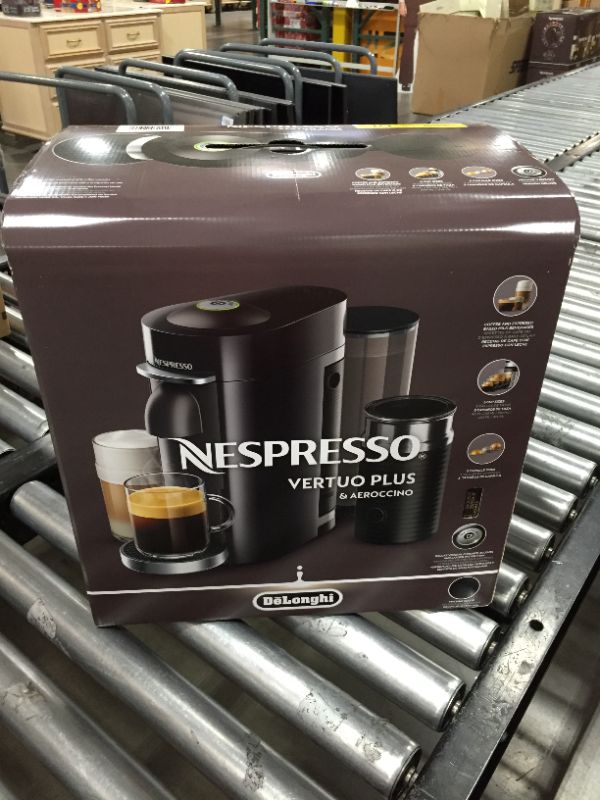 Photo 6 of Nespresso Vertuo Plus Deluxe Coffee and Espresso Maker by De'Longhi, Piano Black with Aeroccino Milk Frother
