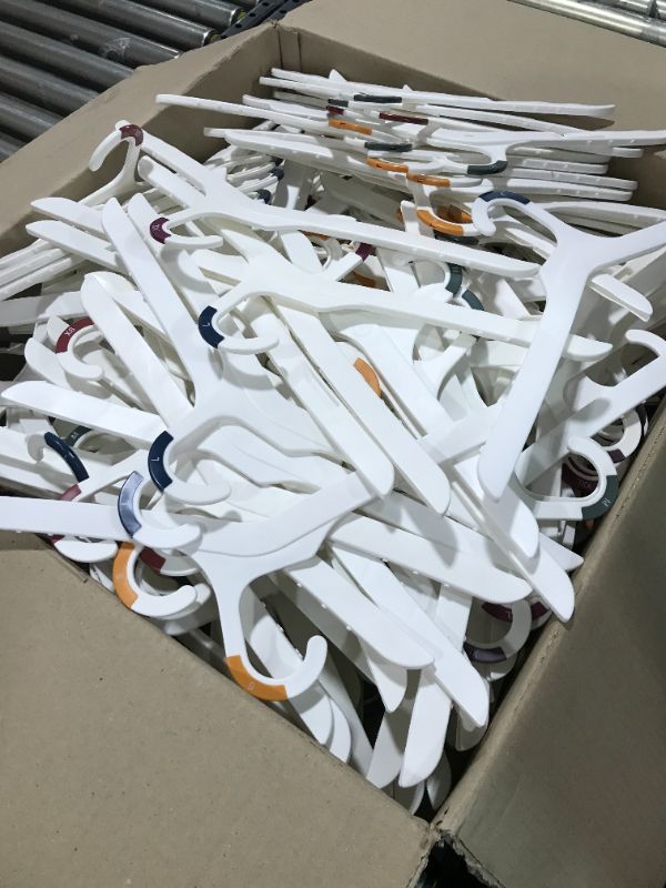 Photo 1 of BOX OF CLOTHES HANGERS ASSORTED SIZES 