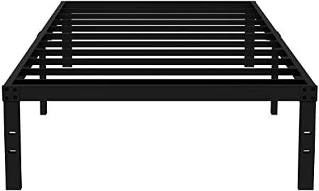 Photo 1 of COMASACH 14 inch Twin Bed Frame No Box Spring Needed, 3500 lbs Heavy Duty Metal Platform Bed Frames, Non-Slip and Noise-Free Mattress Foundation, Black
