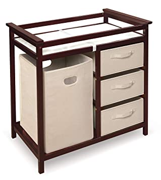 Photo 1 of Modern Baby Changing Table with Laundry Hamper, 3 Storage Baskets, and Pad
