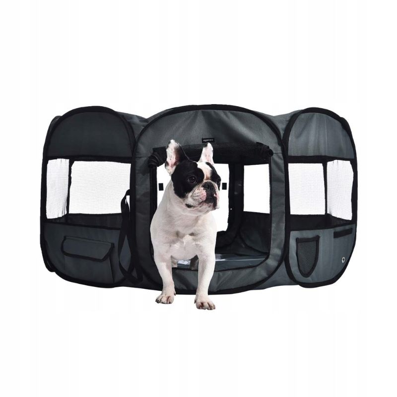 Photo 1 of Basics Portable Soft Pet Dog Travel Playpen, Large (45 X 45 X 24 Inches), Grey
