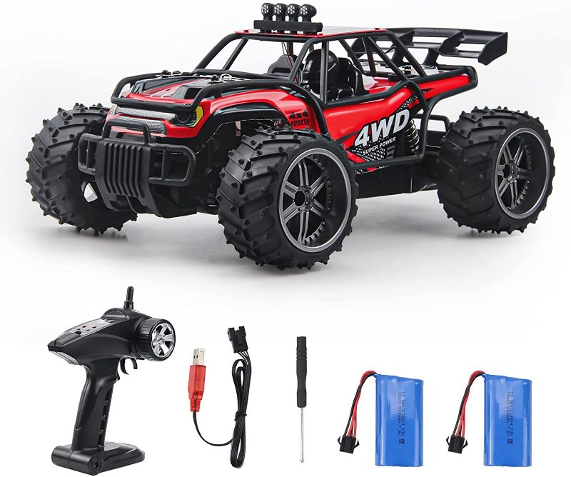 Photo 1 of BESWIT RC Cars 1:14 Remote Control Truck with Lights 4WD Offroad Hobby RC Trucks All Terrain RC Cars with 2 Rechargeable Batteries for 40 Mins Play, Fast Short Course RC Car for Adult Kid Boys Girls
