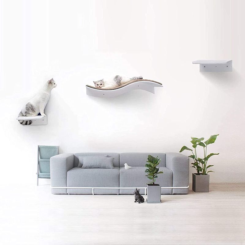 Photo 1 of bqw Cat Shelf Wall Mounted Curved Cat Bed Furniture Climbing Wall for Cat Perching Sleeping Lounging with 2 Steps
