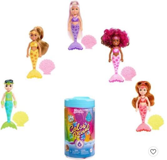 Photo 1 of BOX OF 6 Barbie Chelsea Color Reveal Rainbow Mermaid Doll

