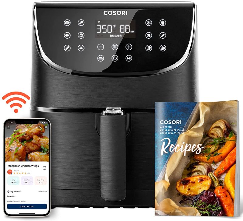 Photo 1 of COSORI Smart Air Fryer xl 5.8QT 13-in-1 cooker (800+ Online & 100 Paper Recipes) can Air Fry, Roast, Bake, Digital Works with Alexa & Google Assistant, 1700W, Large Dishwasher-Safe Square Basket
