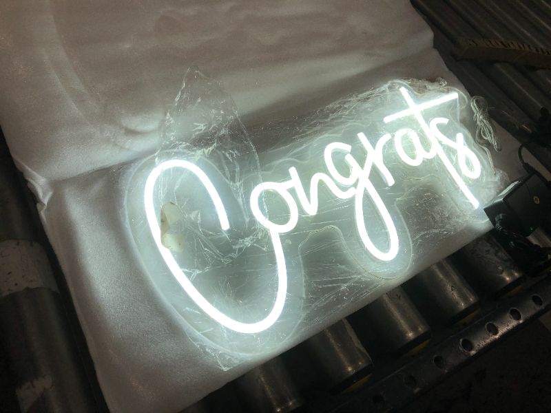 Photo 2 of BMEA Congrats Grad Neon Light for Graduation Party Decor, Art Wall Background Decor for Home, Bar, College, Hotel, LED Neon Sign Dimmer for Wedding, Birthday, Party, Graduation Gifts, White, 50X23CM
