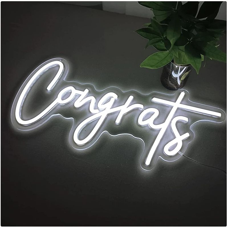 Photo 1 of BMEA Congrats Grad Neon Light for Graduation Party Decor, Art Wall Background Decor for Home, Bar, College, Hotel, LED Neon Sign Dimmer for Wedding, Birthday, Party, Graduation Gifts, White, 50X23CM
