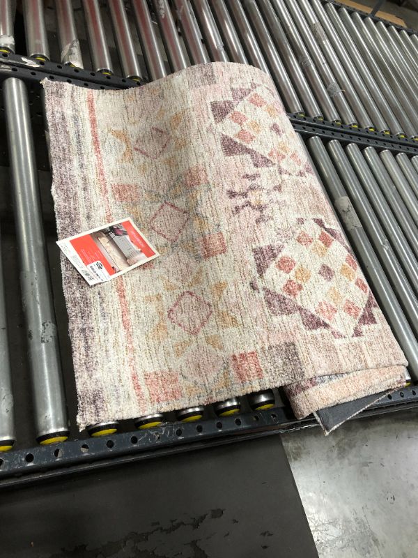 Photo 2 of 2'4"x7' Runner Distressed Geo Persian Style Rug Blush - Opalhouse™
