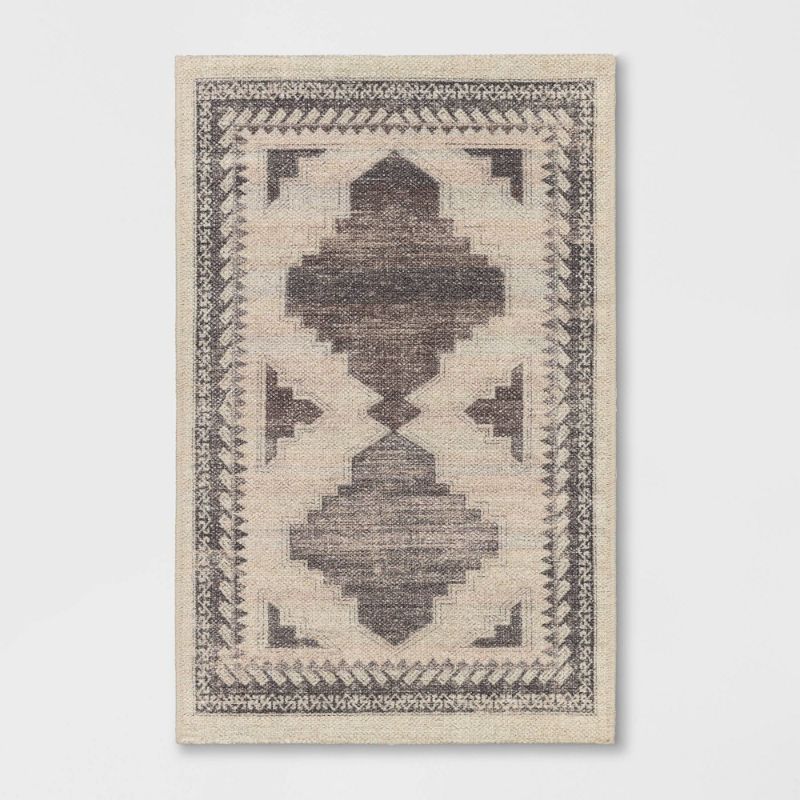 Photo 1 of 4'x6' Cromwell Washable Printed Persian Style Rug Tan - Threshold™
