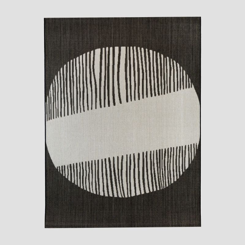 Photo 1 of 5' X 7' Modern Sun Outdoor Rug Black - Project 62™
