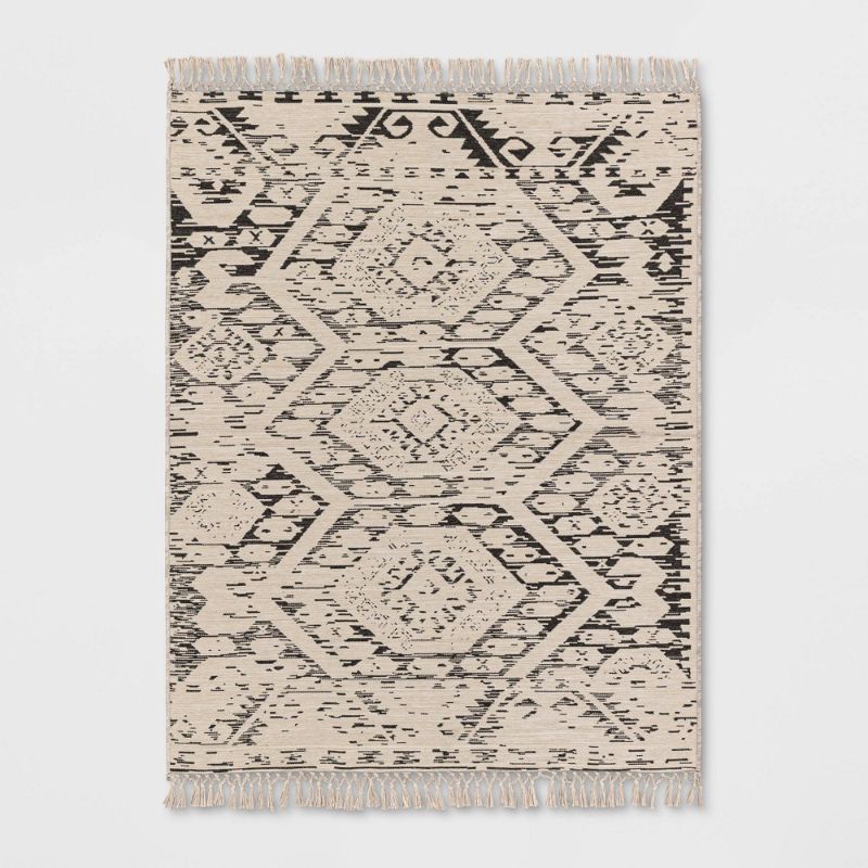 Photo 1 of 5' x 7' Tapestry Woven Outdoor Rug Charcoal Gray - Opalhouse™