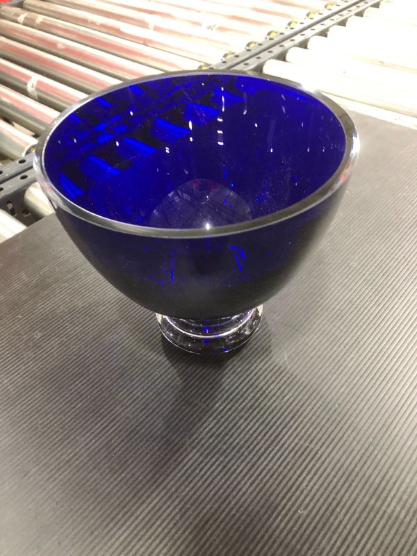 Photo 2 of Barski Handmade Glass Round Footed Bowl, Cobalt, 8.5" D (8.5 Inches Diameter), Made in Europe