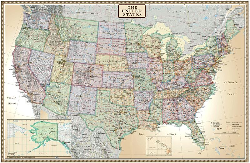 Photo 1 of 24x36 United States, USA US Executive Wall Map Poster Mural (24x36 Paper)