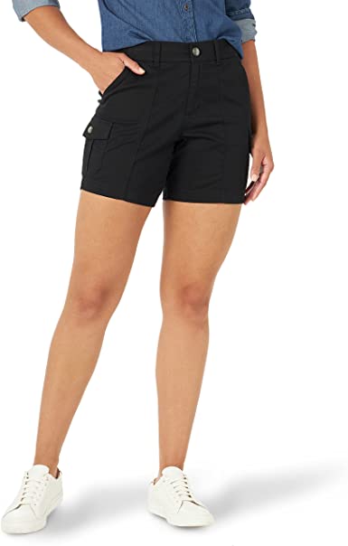 Photo 1 of Lee Women's Flex-to-go Mid-Rise Seamed Cargo Short, BLACK, SIZE 8