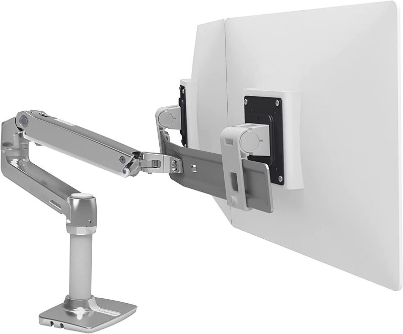 Photo 1 of Ergotron – LX Dual Direct Monitor Arm, VESA Desk Mount – for?2 Monitors?Up to 25 Inches, 2 to 11?lbs?Each – Polished Aluminum
