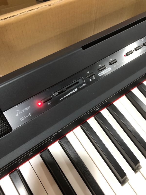 Photo 4 of Donner DEP-10 Beginner Digital Piano, 88 Key Full-Size Semi-Weighted Keyboard, Portable Electric Piano with Sustain Pedal, Power Supply
