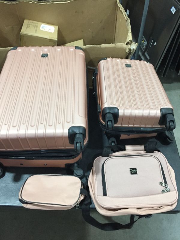 Photo 2 of Travelers Club Midtown Hardside 4-Piece Luggage Travel Set, Rose Gold