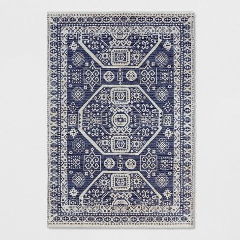 Photo 1 of 5'x7' Jacquard Woven Area Rug Blue - Threshold™