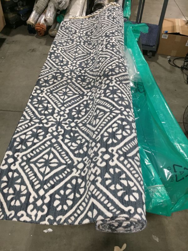 Photo 3 of 7' x 10' Jacquard Area Rug Indigo Blue 