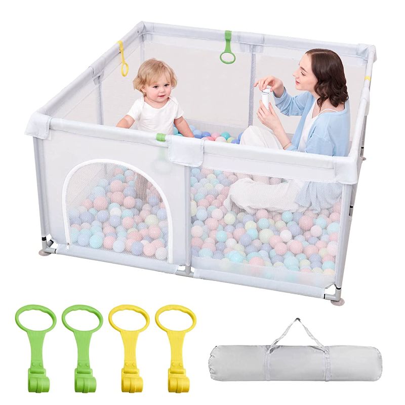 Photo 1 of Large Baby playpen, Baby Gate Play Yard for Kids and Toddlers, Sturdy Safety Play Fence for Baby Used Indoor Outdoor, balls not included 51x51 in