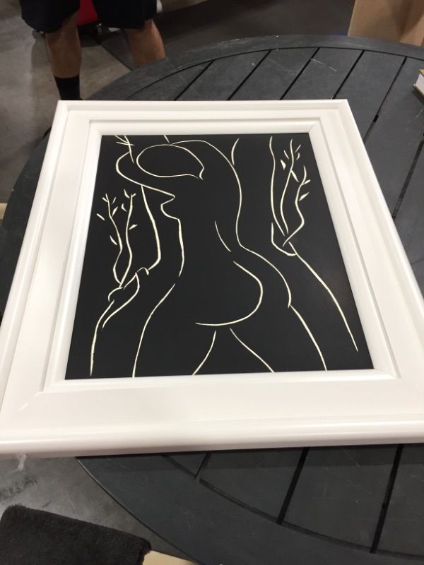 Photo 2 of Henri Matisse She Lays Her Cheek She Kisses Print Style Decorative Artwork Approx 25 x 31 Inches Framed in White