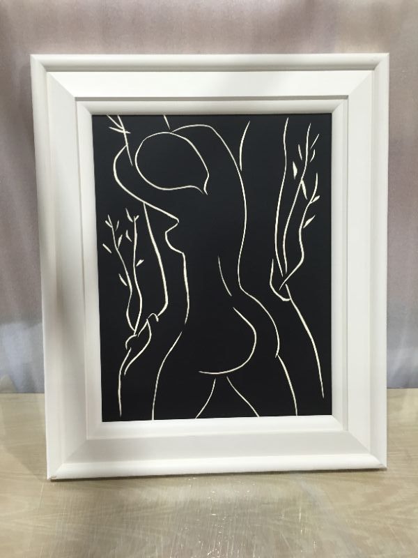 Photo 1 of Henri Matisse She Lays Her Cheek She Kisses Print Style Decorative Artwork Approx 25 x 31 Inches Framed in White