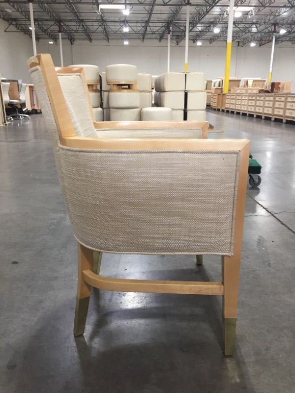 Photo 3 of LIGHT CREME CANVAS FABRIC ARMCHAIR WITH CURVED BACK 33H INCHES