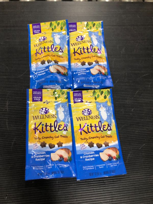 Photo 1 of 4 PACK Wellness Kittles Crunchy Natural Grain Free Chicken & Cranberry Cat Treats, 2 Oz
