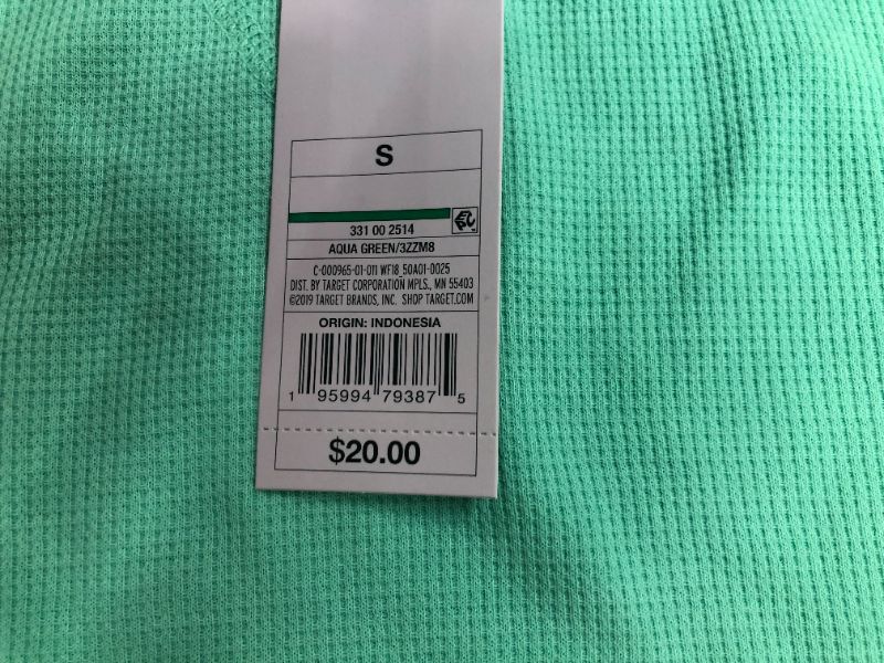 Photo 1 of WILD FABLE Long Sleeve Thermal Tunic T-Shirt -  Aqua Green - MEDIUM - 12 PACK 