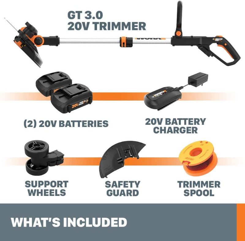Photo 1 of Worx WG163 GT 3.0 20V PowerShare 12" Cordless String Trimmer & Edger (2 Batteries & Charger Included)
