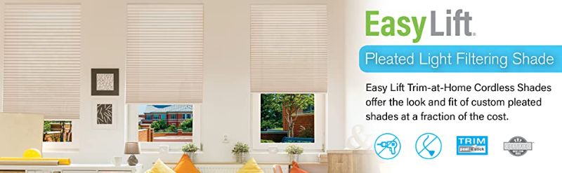 Photo 2 of 6 PACK - REDI SHADE Easy Lift Trim-at-Home Cordless Pleated Light Filtering Fabric Shade
