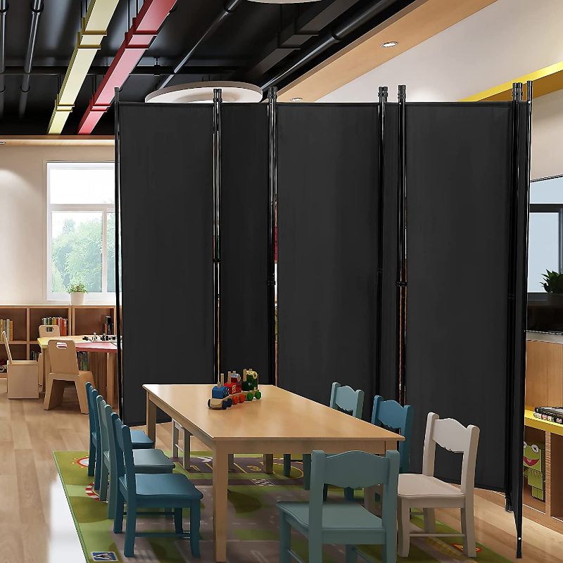 Photo 3 of 6-Panel Indoor Room Divider, Screen Movable Room Screen Separator Wall Protective Privacy Furniture Indoor Bedroom(Black)
