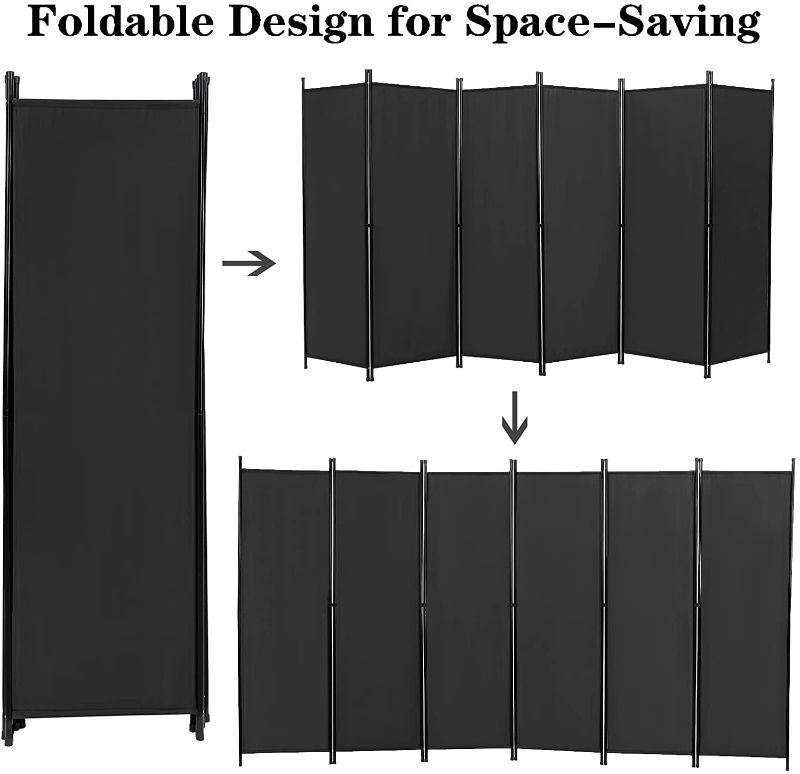 Photo 2 of 6-Panel Indoor Room Divider, Screen Movable Room Screen Separator Wall Protective Privacy Furniture Indoor Bedroom(Black)
