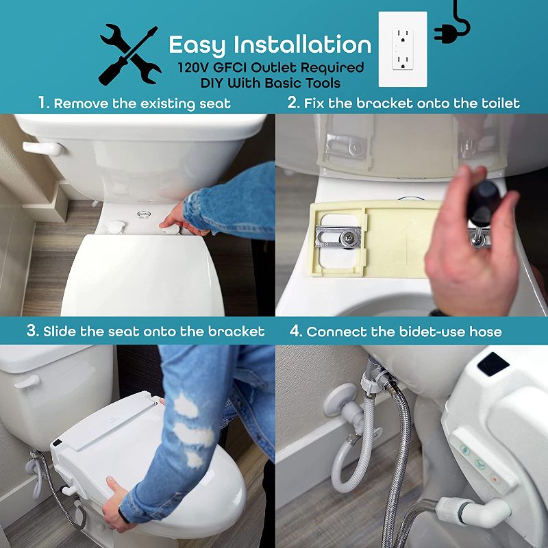 Photo 2 of BidetMate 1000 Series Electric Bidet Heated Smart Toilet Seat with Heated Water, Wireless Remote, and Heated Dryer - Adjustable and Self-Cleaning - Fits Elongated Toilets
