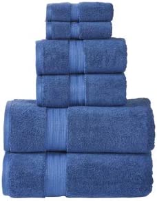 Photo 1 of 804 GSM 6 Piece Towels Set, 100% Cotton, Premium Hotel & Spa Quality, Highly Absorbent, 2 Bath 27" x 54", 2 Hand Towel 16" x 28" and 2 Wash Cloth 12" x 12". Deep Ocean Blue Color
