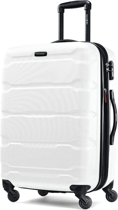 Photo 1 of Samsonite Omni PC Hardside Expandable Luggage with Spinner Wheels, White, Checked-Medium 24-Inch
