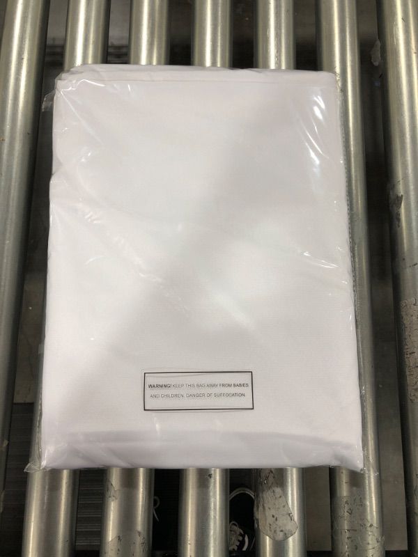 Photo 2 of 90"x156" White Polyester Round Corner Linen Rectangular Tablecloth
