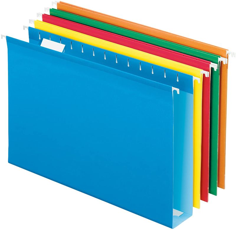 Photo 1 of Pendaflex Extra Capacity Reinforced Hanging Folders, 2", Legal Size, Assorted Colors, 1/5 Cut, 25/BX 
