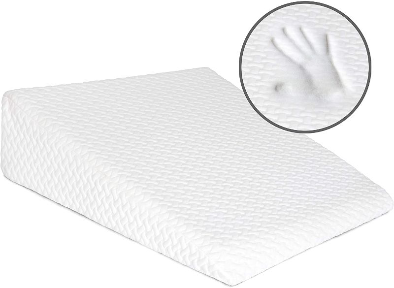 Photo 1 of Bed Wedge Pillow with Memory Foam Top -Helps with Acid Reflux and Gerds, Reduce Neck and Back Pain, Snoring, and Respiratory Problems- Breathable and Washable Cover