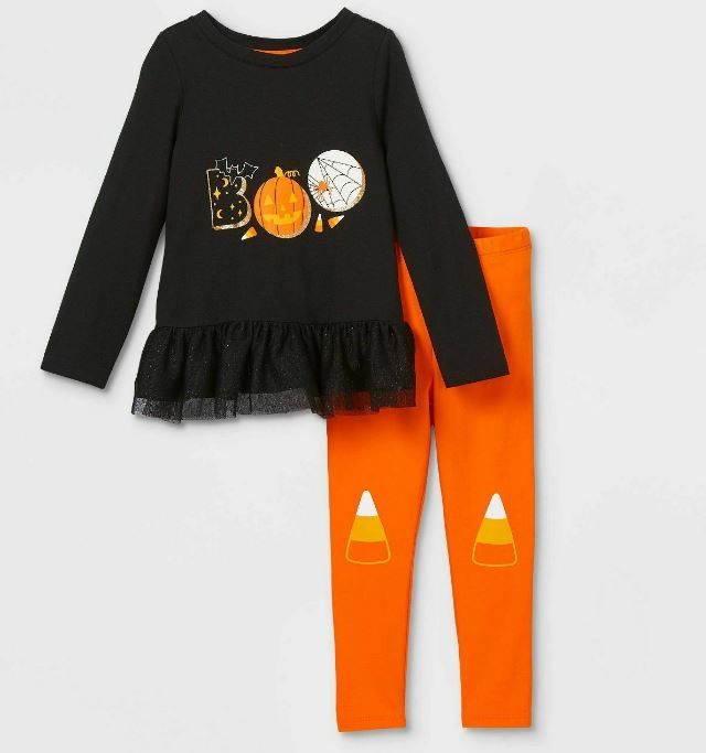 Photo 1 of 3T Girls' 'Boo' Peplum Top & Candy Corn Leggings Set - Cat & Jack Halloween
3 SET 