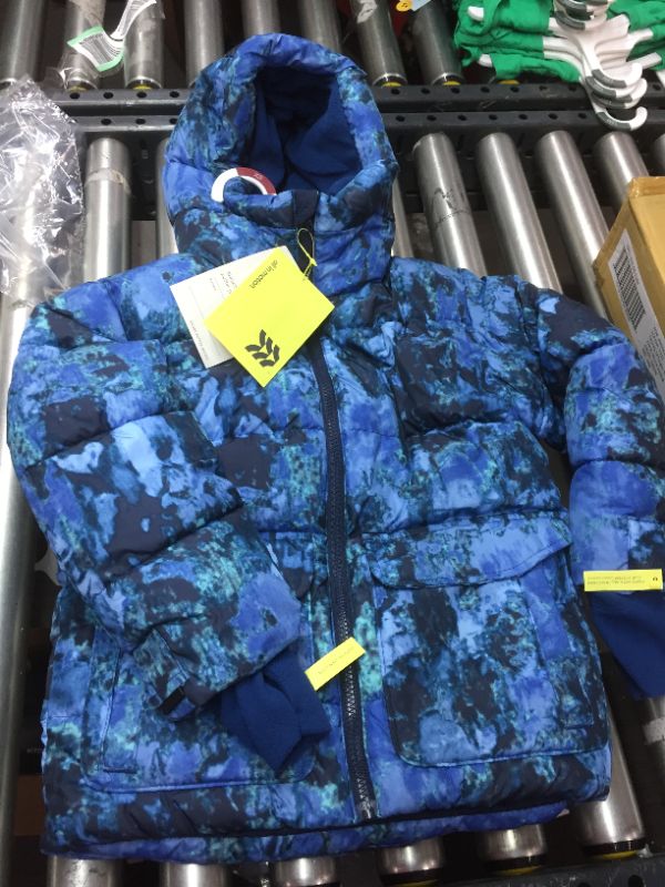 Photo 2 of 
NWT ALL IN MOTION UNISEX BLUE TIE DYE WATERCOLOR SHORT PUFFER JACKET HOOD 4 5 XS
