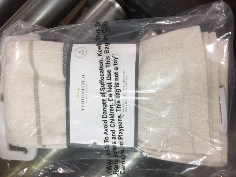 Photo 1 of 4pk Cotton Striped Border Napkins Orange - Threshold™

