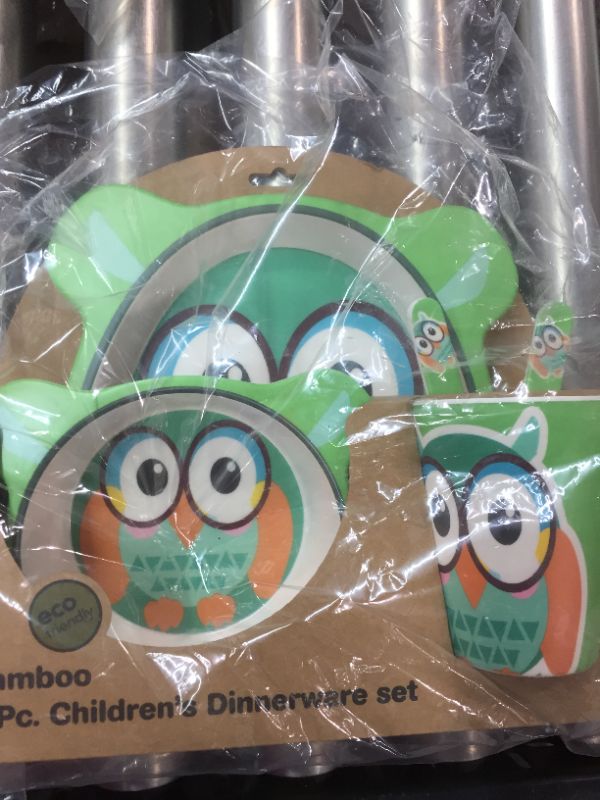 Photo 2 of 5pc Bamboo Owl Children's Dinnerware Set - Certified International
