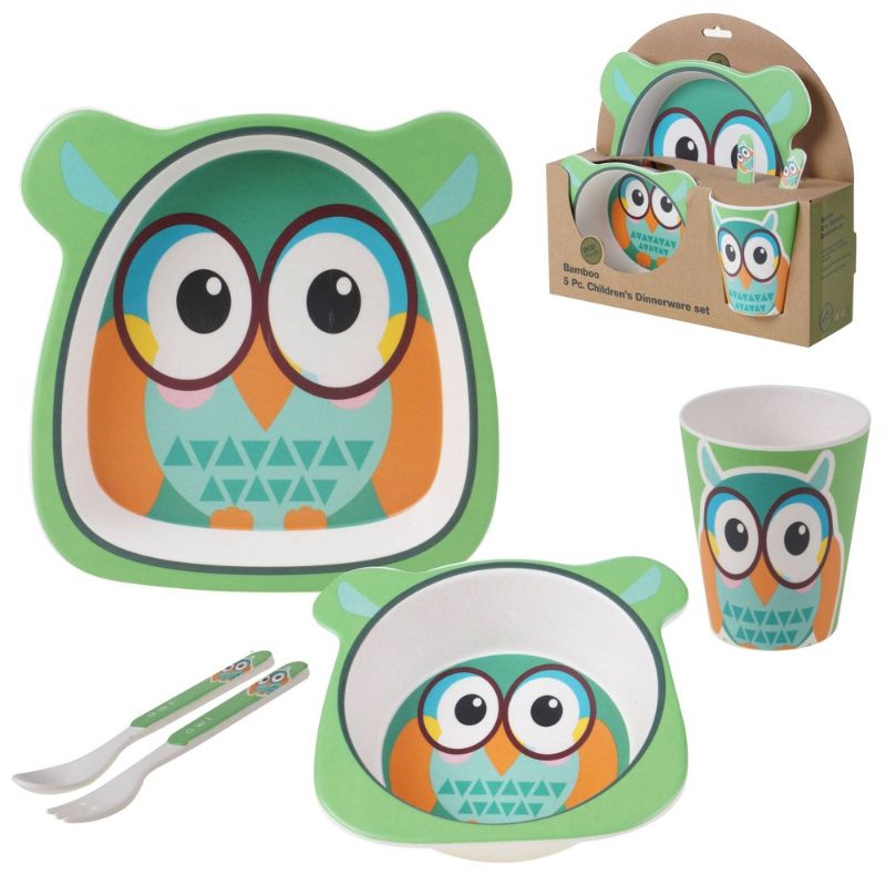 Photo 1 of 5pc Bamboo Owl Children's Dinnerware Set - Certified International
