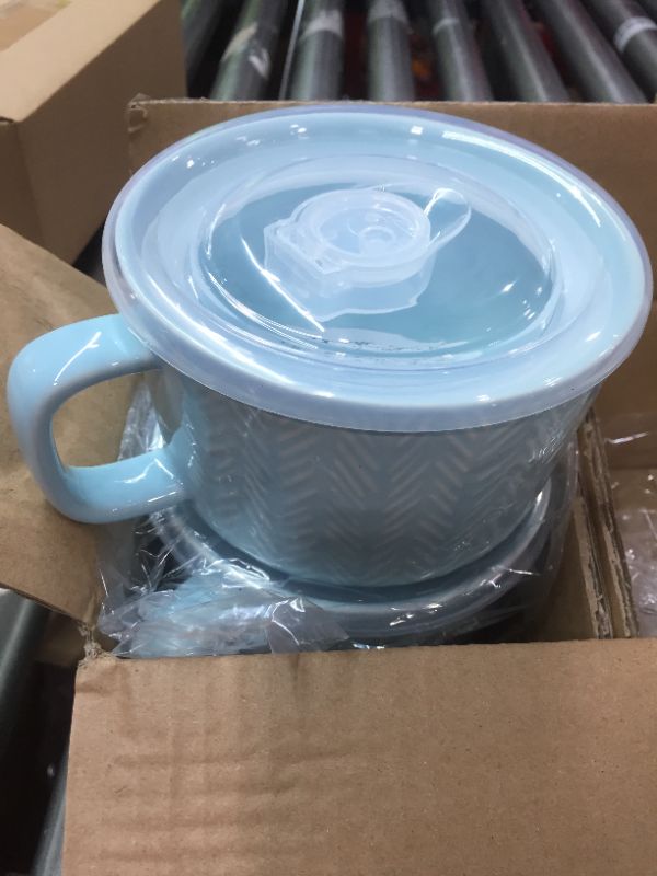 Photo 2 of 17.6oz Stoneware Cable Knit Soup Mug Teal - Threshold?
2 PCS