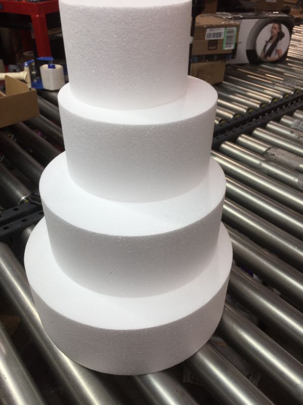 Photo 2 of 4 Piece Round Foam Cake Dummies 6, 8, 10, 12 inch x 2.25 inch Set for Decorating, Display
