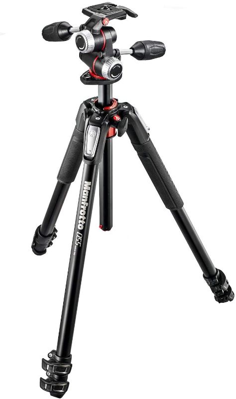 Photo 1 of Manfrotto 055 Aluminum 3-Section Tripod Kit with Horizontal Column and 3-Way Head
