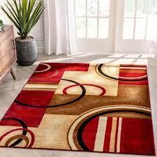 Photo 1 of Arcs & Shapes Red Modern Rug--- 5ft3in x 7ft3in
